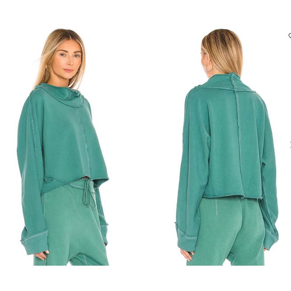 FP Movement Cool Factor Sweater in Glacial Mist Green Cropped Funnel Neck XS